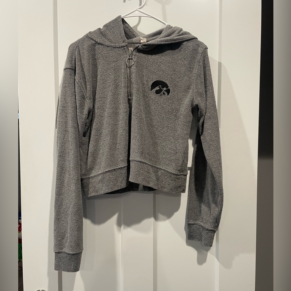 Iowa Terrycloth Cropped Quarter zip Hoodie